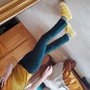 Free people dark teal velvet pants